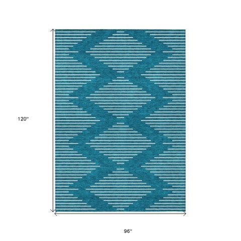 Homeroots 3' Beige And Ivory Geometric Washable Area Rug - Perfect For Indoor And Outdoor Spaces, Durable Design 8' X 10' Polyester 598625