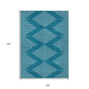 Homeroots 3' Beige And Ivory Geometric Washable Area Rug - Perfect For Indoor And Outdoor Spaces, Durable Design 9' X 12' Polyester 598626