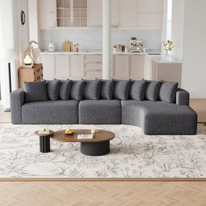 English Elm 131.1-inch Chenille Cloud Sectional with Memory Foam Cushions and 10 Plush Pillows W3505S00015