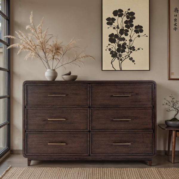 Butler Keenan 60" Wide Dresser - Elegant Dark Brown Wood with 6 Drawers for Stylish Storage Solutions