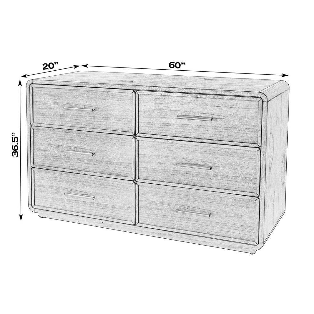 Butler Keenan 60" Wide Dresser - Elegant Dark Brown Wood with 6 Drawers for Stylish Storage Solutions