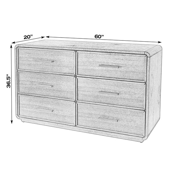 Butler Keenan 60" Wide Dresser - Elegant Dark Brown Wood with 6 Drawers for Stylish Storage Solutions