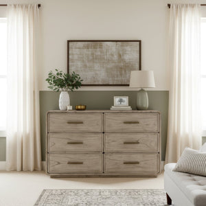 Butler Specialty Butler Keenan 60" 6-Drawer Wood Dresser in Medium Oak — Soft-Close Glides, Durable Construction, Stylish Delight 5986505