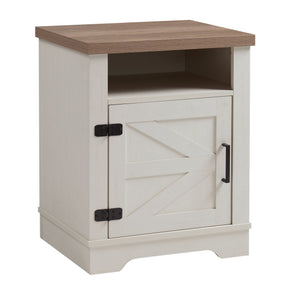 English Elm Farmhouse Rustic Nightstand with 2 Drawers and Open Shelf, Sturdy Wood-End Table for Bedroom Charm White+Oak 23.03 L x 20.79 W x 6.89 H W3151P264507