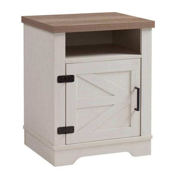 English Elm Farmhouse Rustic Nightstand with 2 Drawers and Open Shelf, Sturdy Wood-End Table for Bedroom Charm White+Oak 23.03 L x 20.79 W x 6.89 H W3151P264507
