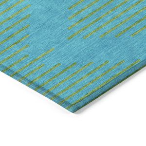 Homeroots 3' Aqua And Green Geometric Washable Area Rug For Indoor And Outdoor Spaces – Durable And Stylish Decor 3' X 5' Polyester 598716
