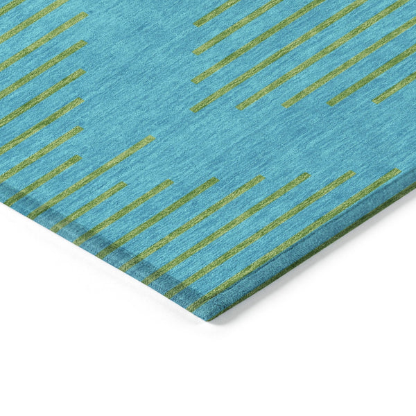 Homeroots 3' Aqua And Green Geometric Washable Area Rug For Indoor And Outdoor Spaces – Durable And Stylish Decor 3' X 5' Polyester 598716