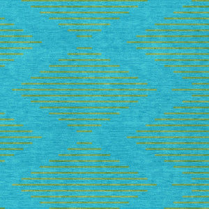 Homeroots 3' Aqua And Green Geometric Washable Area Rug For Indoor And Outdoor Spaces – Durable And Stylish Decor 5' X 8' Polyester 598717