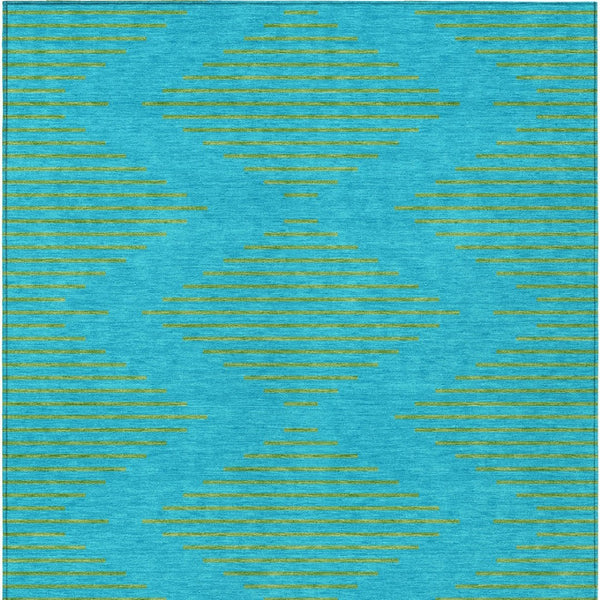Homeroots 3' Aqua And Green Geometric Washable Area Rug For Indoor And Outdoor Spaces – Durable And Stylish Decor 5' X 8' Polyester 598717