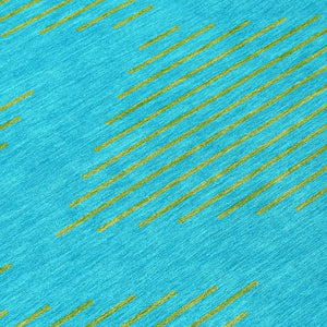 Homeroots 3' Aqua And Green Geometric Washable Area Rug For Indoor And Outdoor Spaces – Durable And Stylish Decor 5' X 8' Polyester 598717