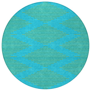 Homeroots 3' Aqua And Green Geometric Washable Area Rug For Indoor And Outdoor Spaces – Durable And Stylish Decor 8' Round Polyester 598718