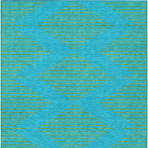 Homeroots 3' Aqua And Green Geometric Washable Area Rug For Indoor And Outdoor Spaces – Durable And Stylish Decor 8' X 10' Polyester 598719