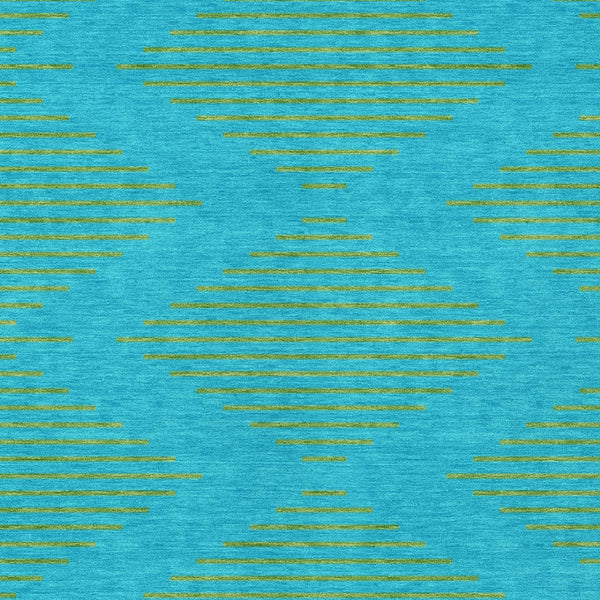 Homeroots 3' Aqua And Green Geometric Washable Area Rug For Indoor And Outdoor Spaces – Durable And Stylish Decor 9' X 12' Polyester 598720