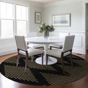 Homeroots 3' Aqua And Green Geometric Washable Area Rug For Indoor And Outdoor Spaces – Durable And Stylish Decor 8' Round Polyester 598724