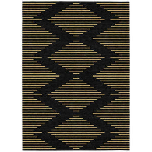 HomeRoots 9' X 12' Black And Beige Geometric Area Rug - Washable, Durable Design for Indoor & Outdoor Use 598726