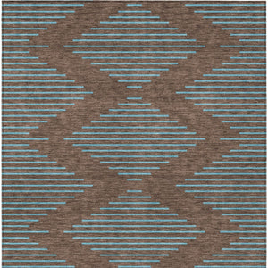Homeroots 3' Aqua And Green Geometric Washable Area Rug For Indoor And Outdoor Spaces – Durable And Stylish Decor 3' X 5' Polyester 598728