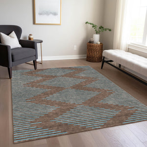 Homeroots 3' Aqua And Green Geometric Washable Area Rug For Indoor And Outdoor Spaces – Durable And Stylish Decor 3' X 5' Polyester 598728