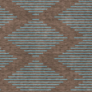 Homeroots 3' Aqua And Green Geometric Washable Area Rug For Indoor And Outdoor Spaces – Durable And Stylish Decor 5' X 8' Polyester 598729