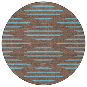 Homeroots 3' Aqua And Green Geometric Washable Area Rug For Indoor And Outdoor Spaces – Durable And Stylish Decor 8' Round Polyester 598730