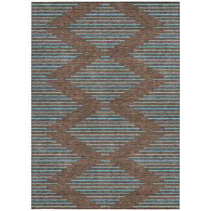 Homeroots 3' Aqua And Green Geometric Washable Area Rug For Indoor And Outdoor Spaces – Durable And Stylish Decor 8' X 10' Polyester 598731