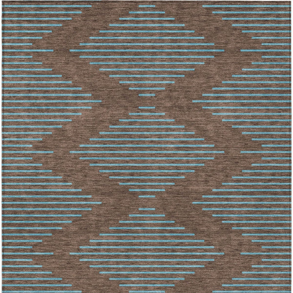 Homeroots 3' Aqua And Green Geometric Washable Area Rug For Indoor And Outdoor Spaces – Durable And Stylish Decor 8' X 10' Polyester 598731
