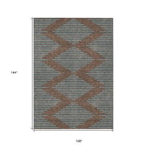 Homeroots 3' Aqua And Green Geometric Washable Area Rug For Indoor And Outdoor Spaces – Durable And Stylish Decor 9' X 12' Polyester 598732