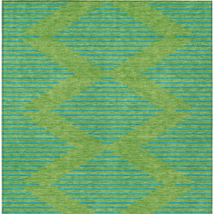 Homeroots 3' Aqua And Green Geometric Washable Area Rug For Indoor And Outdoor Spaces – Durable And Stylish Decor 3' X 5' Polyester 598734