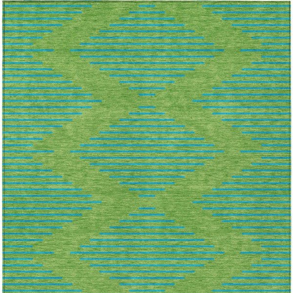 Homeroots 3' Aqua And Green Geometric Washable Area Rug For Indoor And Outdoor Spaces – Durable And Stylish Decor 3' X 5' Polyester 598734