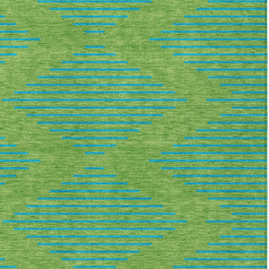 Homeroots 3' Aqua And Green Geometric Washable Area Rug For Indoor And Outdoor Spaces – Durable And Stylish Decor 5' X 8' Polyester 598735