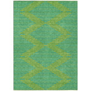 HomeRoots 5' Geometric Indoor Outdoor Area Rug in Green and Aqua - Durable, Washable, and Stylish Design 8' X 10' 598737