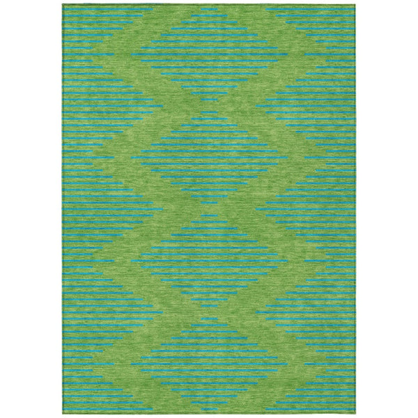 HomeRoots 5' Geometric Indoor Outdoor Area Rug in Green and Aqua - Durable, Washable, and Stylish Design 8' X 10' 598737