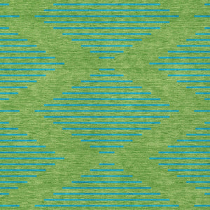 Homeroots 3' Aqua And Green Geometric Washable Area Rug For Indoor And Outdoor Spaces – Durable And Stylish Decor 8' X 10' Polyester 598737