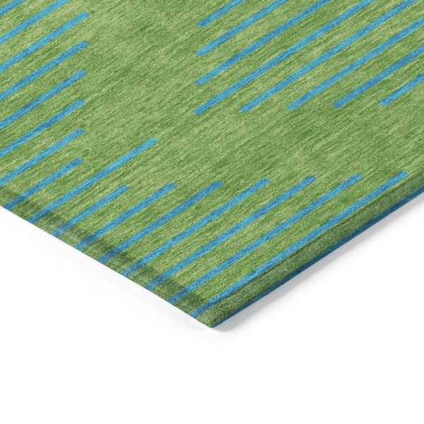 Homeroots 3' Aqua And Green Geometric Washable Area Rug For Indoor And Outdoor Spaces – Durable And Stylish Decor 8' X 10' Polyester 598737