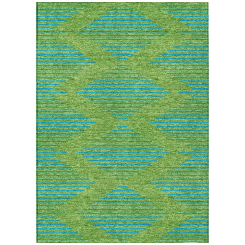 HomeRoots 9' Geometric Area Rug in Green & Aqua - Washable, Durable Indoor/Outdoor Carpet for High Traffic Use 598738