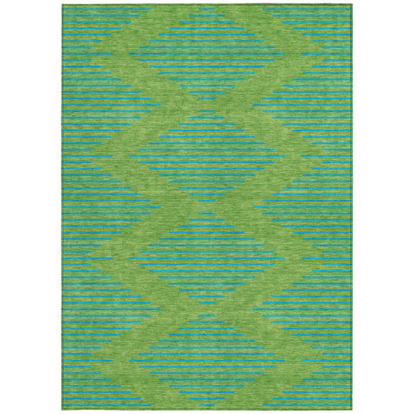 Homeroots 3' Aqua And Green Geometric Washable Area Rug For Indoor And Outdoor Spaces – Durable And Stylish Decor 10' X 14' Polyester 598739