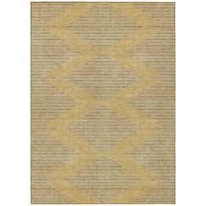 HomeRoots 5' Gold and Ivory Geometric Area Rug - Stylish, Washable, Indoor/Outdoor Durable Design for Any Space 5' X 8' 598741