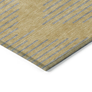 HomeRoots 5' Gold and Ivory Geometric Area Rug - Stylish, Washable, Indoor/Outdoor Durable Design for Any Space 10' X 14' 598745