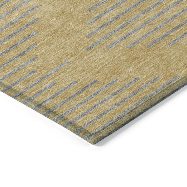 HomeRoots 5' Gold and Ivory Geometric Area Rug - Stylish, Washable, Indoor/Outdoor Durable Design for Any Space 10' X 14' 598745