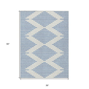 Homeroots 3' Aqua And Green Geometric Washable Area Rug For Indoor And Outdoor Spaces – Durable And Stylish Decor 3' X 5' Polyester 598752