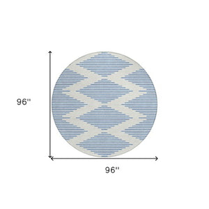 Homeroots 3' Aqua And Green Geometric Washable Area Rug For Indoor And Outdoor Spaces – Durable And Stylish Decor 8' Round Polyester 598754