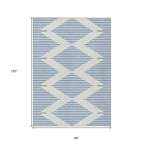 Homeroots 3' Aqua And Green Geometric Washable Area Rug For Indoor And Outdoor Spaces – Durable And Stylish Decor 8' X 10' Polyester 598755