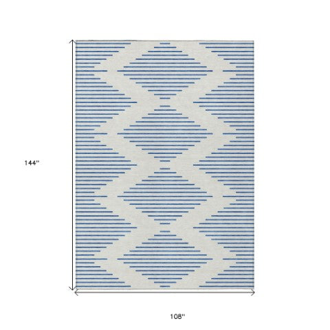Homeroots 3' Aqua And Green Geometric Washable Area Rug For Indoor And Outdoor Spaces – Durable And Stylish Decor 9' X 12' Polyester 598756