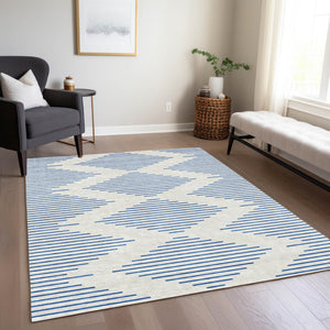 Homeroots 3' Aqua And Green Geometric Washable Area Rug For Indoor And Outdoor Spaces – Durable And Stylish Decor 9' X 12' Polyester 598756