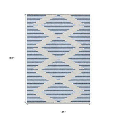 Homeroots 3' Aqua And Green Geometric Washable Area Rug For Indoor And Outdoor Spaces – Durable And Stylish Decor 10' X 14' Polyester 598757