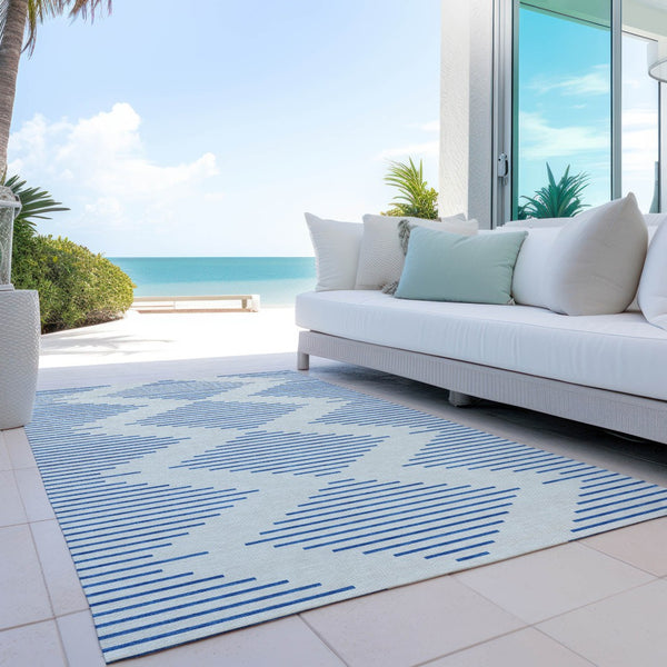 Homeroots 3' Aqua And Green Geometric Washable Area Rug For Indoor And Outdoor Spaces – Durable And Stylish Decor 10' X 14' Polyester 598757