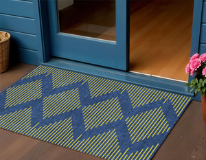 Homeroots 3' Aqua And Green Geometric Washable Area Rug For Indoor And Outdoor Spaces – Durable And Stylish Decor 3' X 5' Polyester 598758