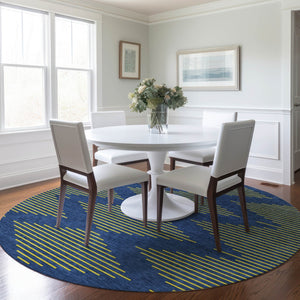 Homeroots 3' Aqua And Green Geometric Washable Area Rug For Indoor And Outdoor Spaces – Durable And Stylish Decor 8' Round Polyester 598760