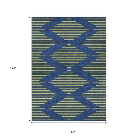 Homeroots 3' Aqua And Green Geometric Washable Area Rug For Indoor And Outdoor Spaces – Durable And Stylish Decor 8' X 10' Polyester 598761