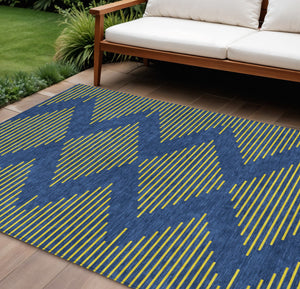 Homeroots 3' Aqua And Green Geometric Washable Area Rug For Indoor And Outdoor Spaces – Durable And Stylish Decor 9' X 12' Polyester 598762