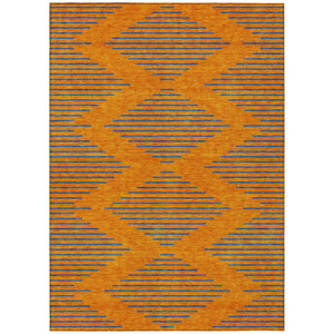 HomeRoots 5' Vibrant Orange and Blue Geometric Area Rug for Indoor and Outdoor Spaces - Washable & Durable 5' X 8' 598765